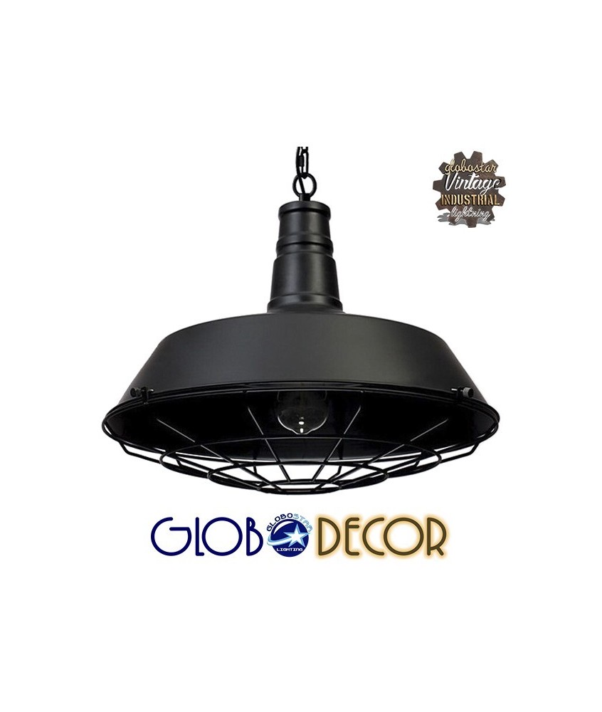 GLOBOSTAR® RAY 01048 Vintage Κρεμαστό Φωτιστικό Οροφής με Ντουί 1 x E27 AC 220-240V IP20 - Μαύρο - Μ46 x Π46 x Υ25cm